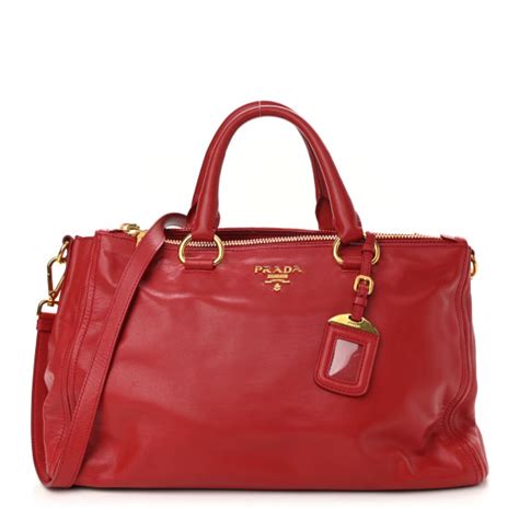 PRADA City Calf Large Galleria Double Zip Tote Lacca